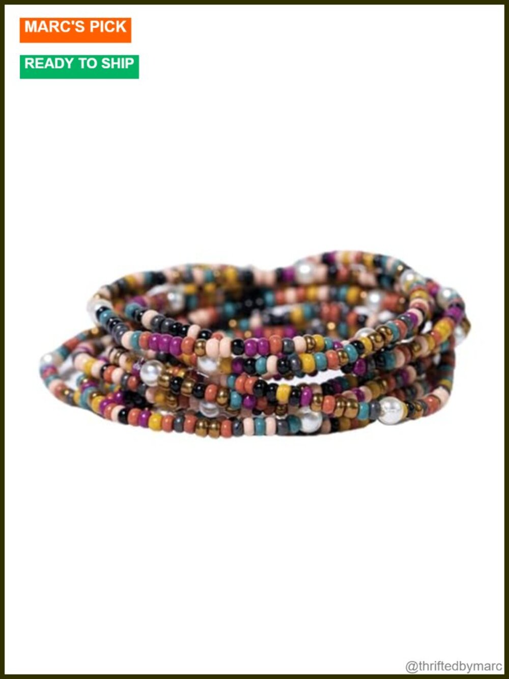 10-Strand Stacking Glass Seed Bead Bracelets Adjustable Stretch Boho Stack